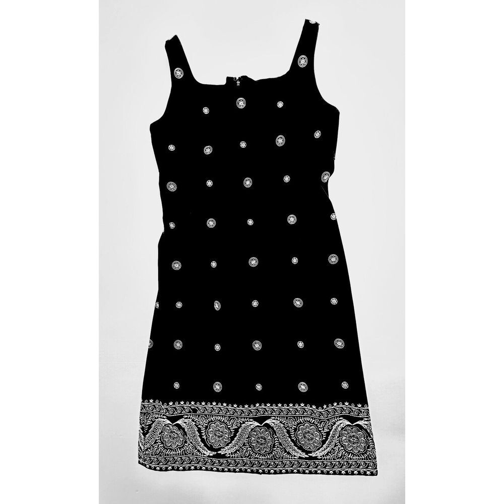 Jones New York Signature Sheath Dress Women's Size 4 Black White Embroidered